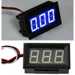 Voltmetr panelový LED modrý, H27V3, 3-30V, 3 vývody
