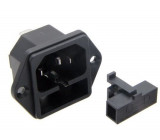 Síťová zásuvka IEC60320 230V na panel s pojistkovým pouzdrem