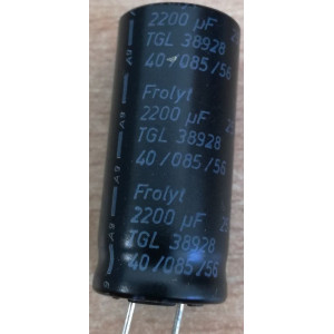 2200u/25V 85° 36x17x7,5mm, TGL38928, elektrolyt.kondenzátor radiální