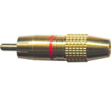 CINCH konektor zlacený pro kabel 5-6mm,červený proužek