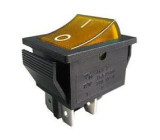 Vypínač kolébkový KCD4, OFF-ON 2pol.250V/16A žlutý, prosvětlený