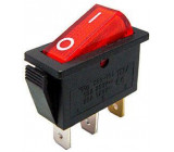Vypínač kolébkový OFF-ON 1pol.250V/15A červený, prosvtlení 230V