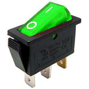 Vypínač kolébkový OFF-ON 1pol.250V/15A zelený