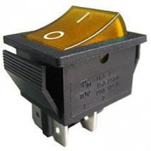 Přepínač kolébkový OFF-ON 2pol.250V/15A žlutý