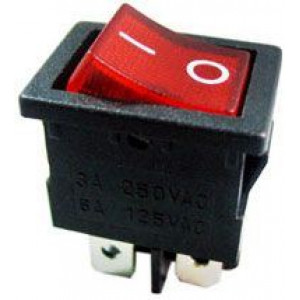Vypínač kolébkový MIRS-201A-C3, OFF-ON 2p.250V/6A červený,prosvětlený