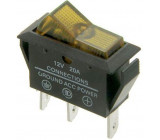 Vypínač kolébkový ASW-09D, OFF-ON 1pol.12V/20A, žlutý, prosvětlený