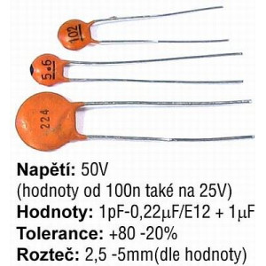 15n/50V SUNTAN, RM=2,54, keramický kondenzátor