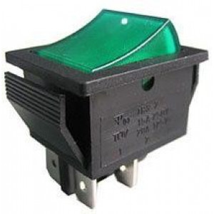 Tlačítko kolébkové RS-211-2C, OFF-(ON) 2pol.250V/15A zelené