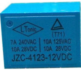 Relé JZC-4123 12V, kontakt 28VDC/10A(240VAC/7A)