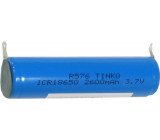 Nabíjecí článek Li-Ion ICR18650 3,7V/2600mAh TINKO, páskové vývody