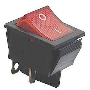 Vypínač kolébkový ON-OFF 2pol.250V/15A červený bez doutnavky