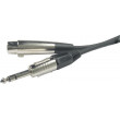 Kabel XLR 3P zdířka - Jack 6,3 stereo, 5m, OFC kabel 6mm