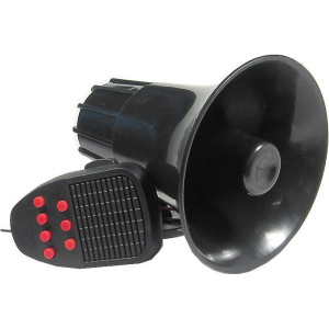 Siréna 50W s mikrofonem, 115dB/m 6-16V/2A, 7 tónů a mluvené slovo