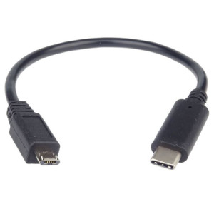 Kabel USB 2.0 USB-Micro / USB-C 3.1 konektor 0,2m černý