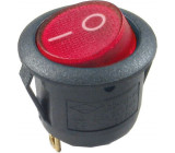 Vypínač kolébkový MIRS101-9C, ON-OFF 1p.250V/6,5A červený, prosvětlený