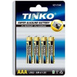 Baterie TINKO 1,5V AAA (LR03) alkalická, balení 4ks v blistru