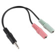 Redukce JACK 3,5 4P konektor / 2x JACK 3,5 zdířka sluch+mic