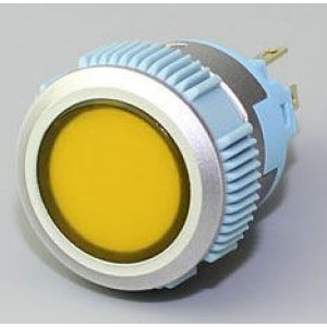 Vypínač stiskací L22F-11NL, ON-ON 1pól. 250V/3A, žlutý prosvětlený