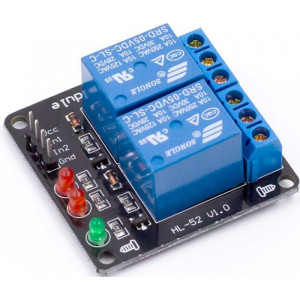 Modul relé 2x, napájení 5V, bez optočlenu