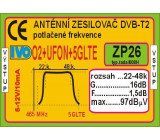 Anténní zesilovač 16dB DVB-T2 s potlačením 02+UFON+5G LTE