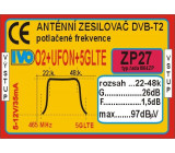 Anténní zesilovač 26dB DVB-T2 nízkošumový s potlačením 02+UFON+5G LTE