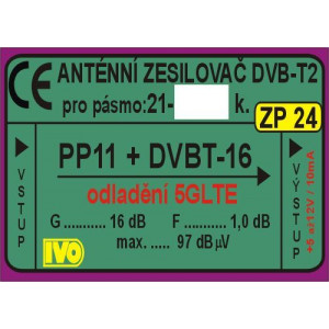 Anténní zesilovač 26dB DVB-T2 s potlačením 5G LTE