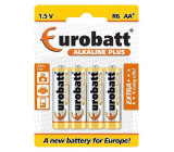 Baterie EUROBATT 1,5V AA (LR6) Alkaline Plus, blistr 4ks