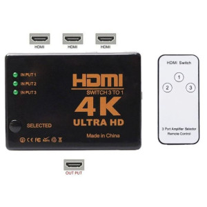 HDMI přepínač 3x HDMI s ovladačem 4K UH-301 /HDMI switch/