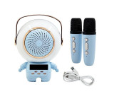 Karaoke Bluetooth reproduktor 5 W, 2x bezdrátový mikrofon, modrý