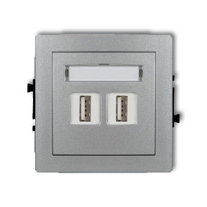 Zásuvka 2x USB-AA2.0, stříbrná metalická, DECO Karlik DOPRODEJ