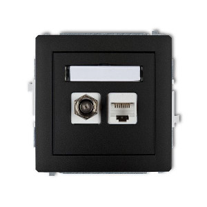 Účastnická zásuvka koncová F-konektor(SAT) + 1xRJ45, černá, DOPRODEJ