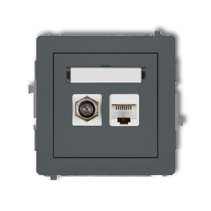 Účastnická zásuvka koncová F-konektor(SAT) + 1xRJ45, grafit., DECO Kar