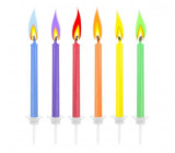 Narozeninové svíčky s barevným plamenem, 6ks