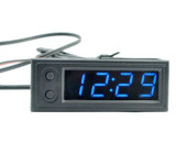 Teploměr,hodiny,voltmetr panelový 3v1, 12V, modrý, 1 tepl.čidlo