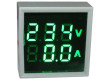 Voltmetr, ampérmetr AD101-22VAMS panelový MP 60-500VAC+0-100AAC, zelen