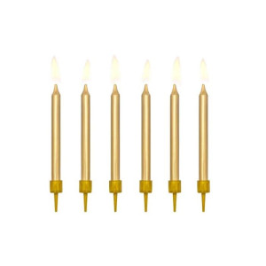 Narozeninové svíčky, zlaté, 6cm, 6ks