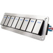 Hliníkový panel s 8 vypínači Rocket switch 12/24V - modré podsvícení