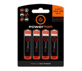Baterie Powerton 1,5V AAA (LR03) alkalická, balení 4ks v blistru
