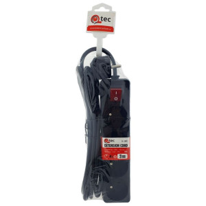 Prodlužovací přívod 3m-4x10A s vypínačem, 3x1mm2, černá, QTEC Q-358F