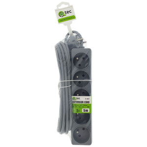 Prodlužovací přívod 5m-5x10A, 3x1mm2, šedá, Q-405F QTEC
