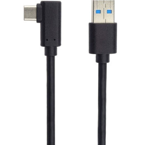 Kabel USB 2.0 konektor USB A / USB-C 2m černý zahnutý
