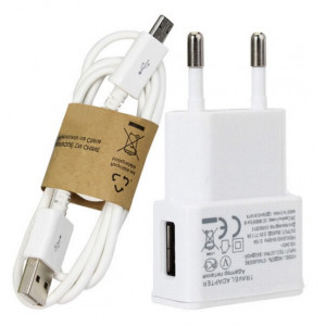 Nabíječka pro mobilní telefony bílá 2A micro USB 1m kabel