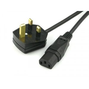 Kabel BS 1363 (G) vidlice, IEC C13 zásuvka 2m černá PVC 3A