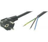 Kabel CEE 7/7 (E/F) úhlová vidlice, vodiče 3m černá PVC 16A