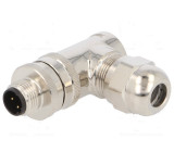 Zástrčka M12 PIN:4 vidlice kód D-Ethernet na kabel IP67 250V