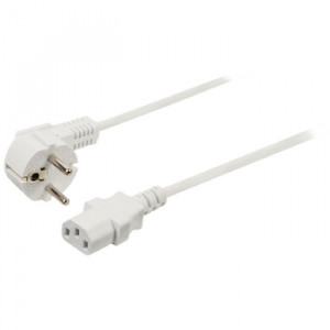 Napájecí kabel s úhlovou zástrčkou Schuko a konektorem IEC-320-C13, délka 2 m, bílý