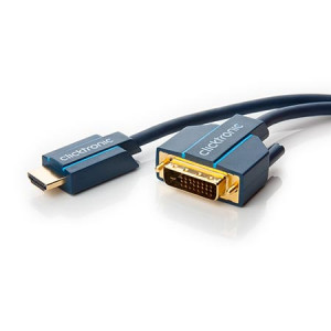 Kabel DVI-D (24+1) vidlice - HDMI vidlice 3m modrá