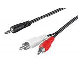 Kabel RCA vidlice x2,Jack 3,5mm 3pin vidlice 3m barva černá