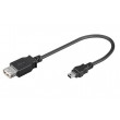 Kabel USB 2.0 USB A zásuvka,USB B mini vidlice 0,2m černá