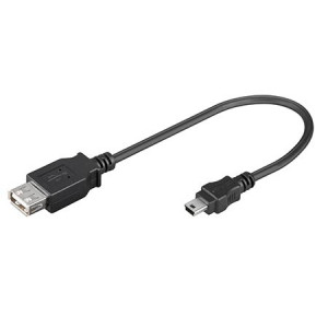 Kabel USB 2.0 USB A zásuvka,USB B mini vidlice 0,2m černá
